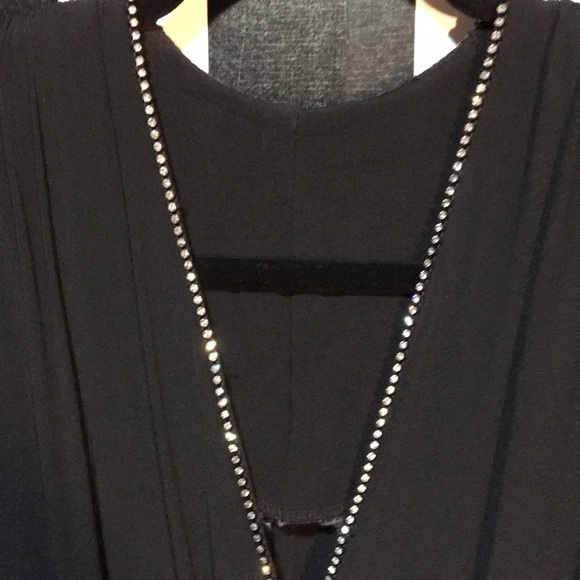 Vintage 1980s Black Flowy Skirt Dancing Dress Rhinestone Trim Small /Med Woman’s - Picture 10 of 17